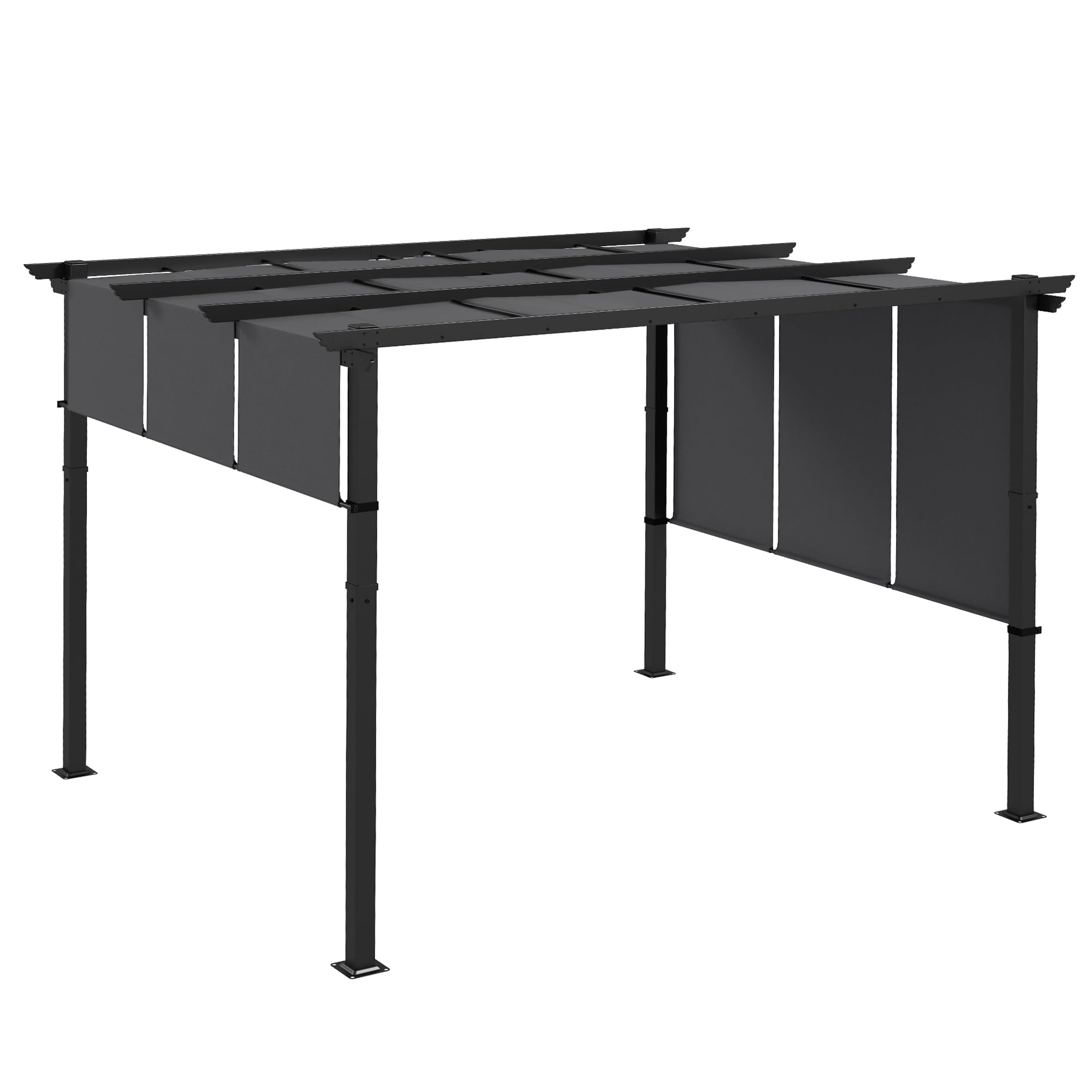 Outsunny Pergola da Giardino 3x3.5 m Acciaio Poliestere Anti UV Grigio Scuro