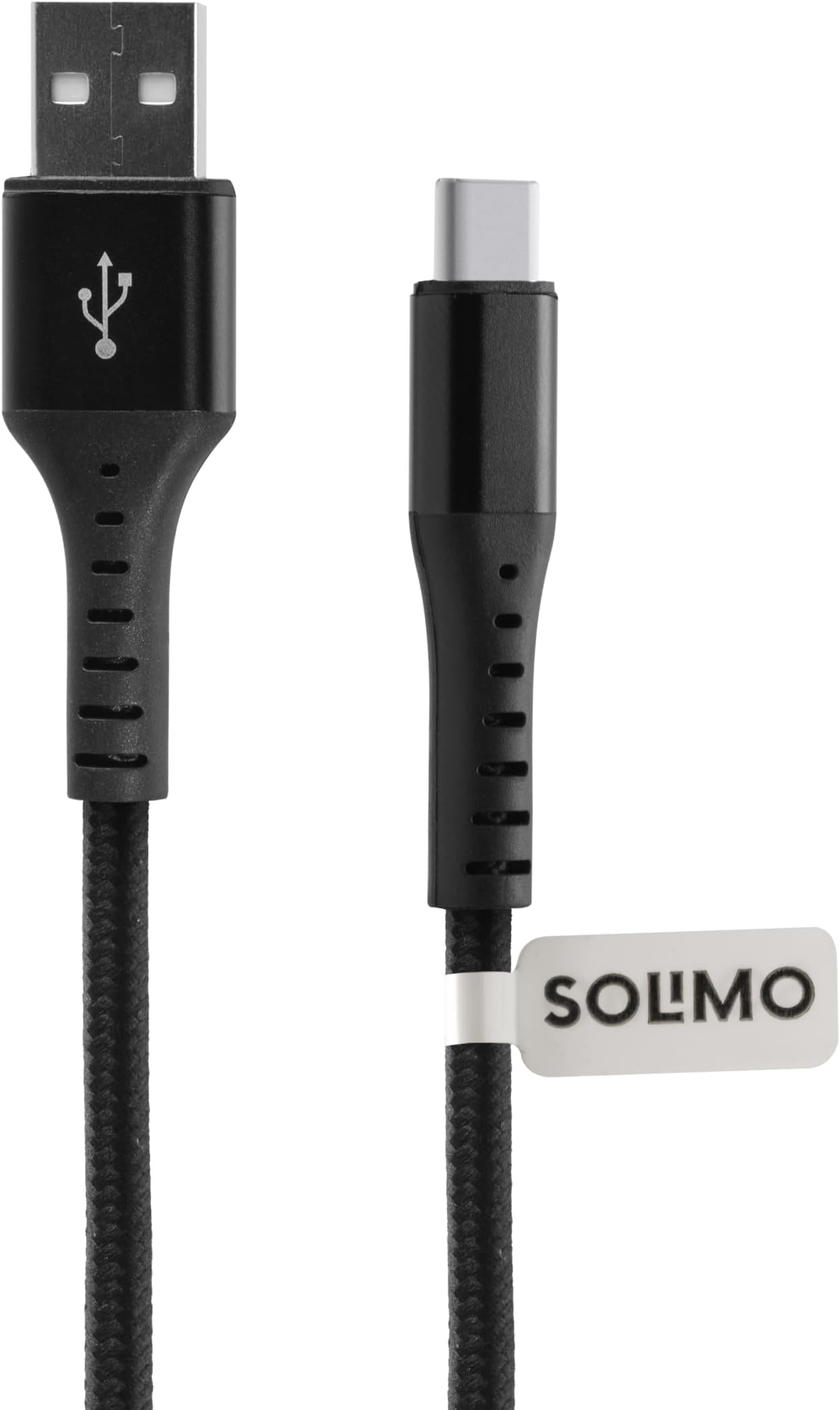 Amazon Brand - Solimo Fast Charging Braided USB Type C Data Cable Joint, Suitable For All Supported Mobile Phones (1M, Black), Usb Cable