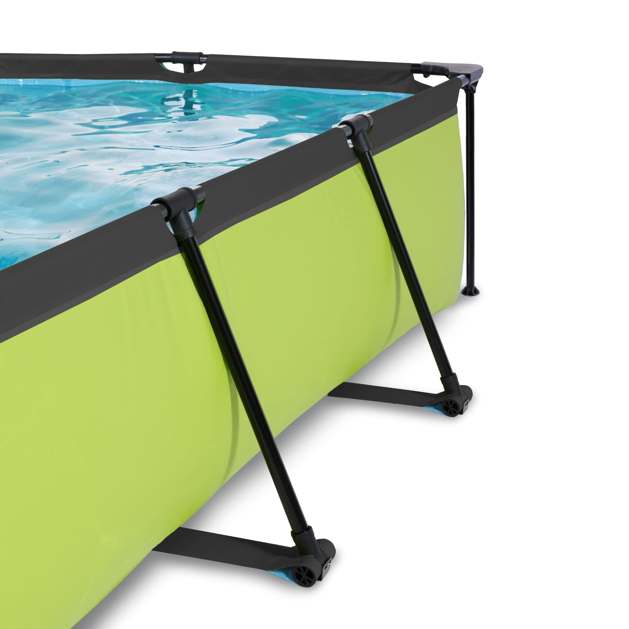 EXIT Toys Lime Pool - 300x200x65cm - Piscina de Marco Rectangular Compacta con Bomba de Filtro de Cartucho - Fácil Acceso - Adecuado para Pequeños - Marco Robusto - Diseño Único - Verde