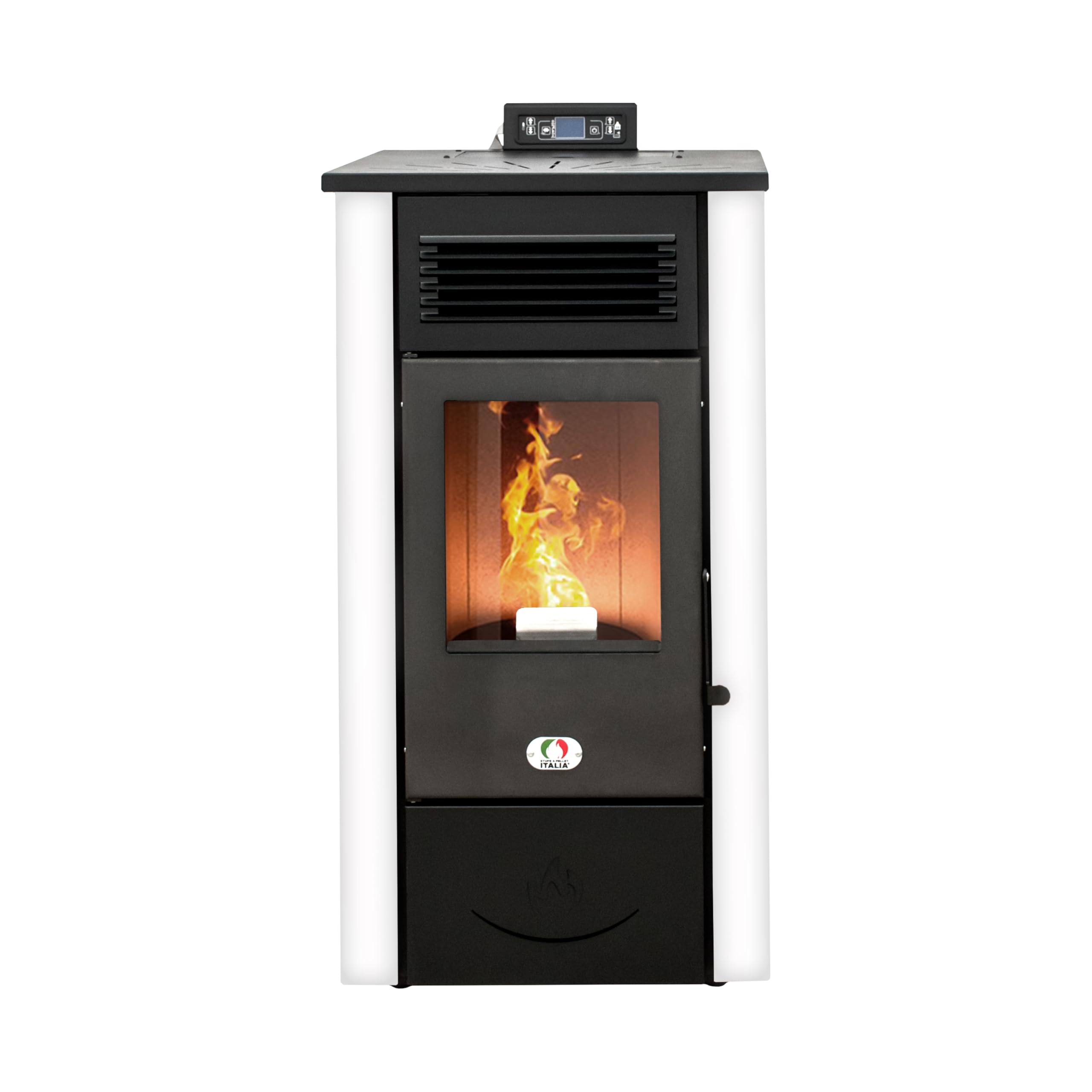 STUFE A PELLET ITALIA Canada 14 KW WiFi | Pelletöfen Effizienz 89% Heizt 130m² Autonomie 15 Std. Programmierbar WiFi-Steuerung 5 Geschwindigkeiten und Leistungsstufen 24 Monate Garantie Weiß