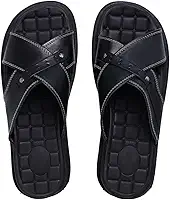 Chinelo Papete Ortopédico Anatômico Anti Stress Masculino Couro Legítimo Em Tiras