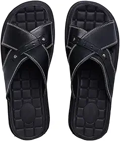 Chinelo Papete Ortopédico Anatômico Anti Stress Masculino Couro Legítimo Em Tiras