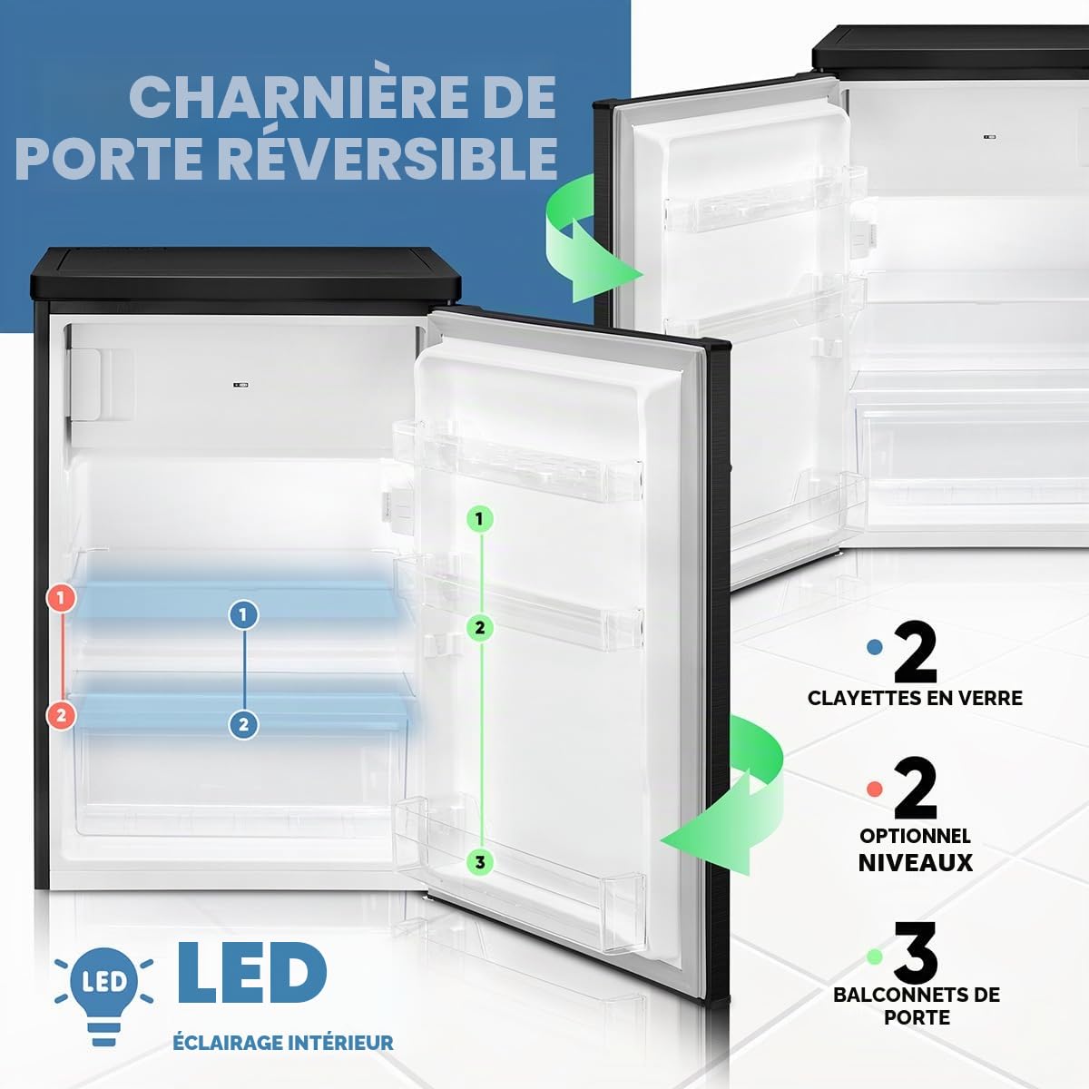 Bomann Réfrigérateur Congélateur Compact KS 7251, Silencieux, Noir