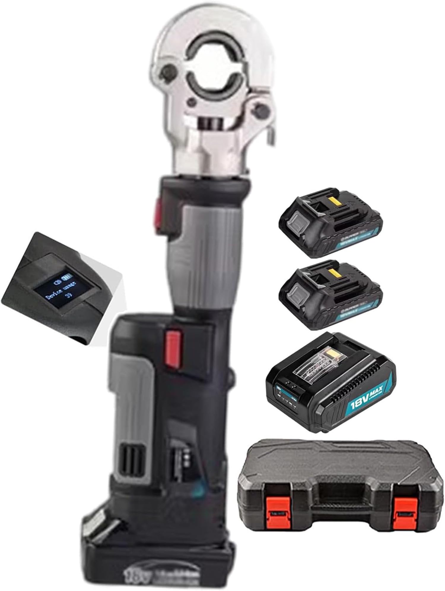 Prensa Multicapa Bateria,Prensa Multicapa Electrica,Alicates De Crimpado Eléctricos Con Abrazadera Hidráulica Recargable de 18 V/2,5 Ah,Rango de ngarce 16-300 mm²