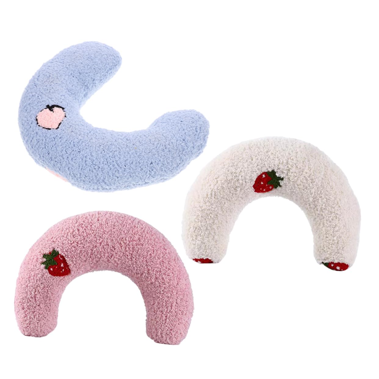 Kisangel Almohadas de Peluche para Gatos y Perros Pequeños 3 Almohadas en Forma de U para Dormir Cómodo, Fácil Limpieza y Uso en Interiores y Exteriores