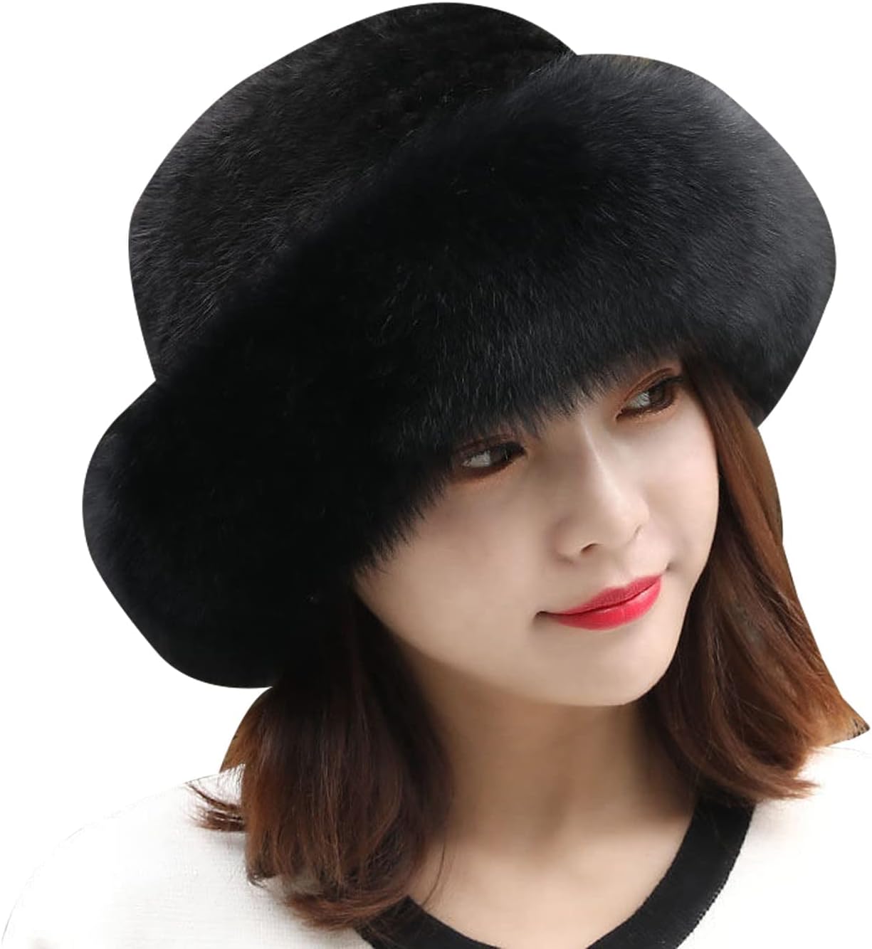 Women's Winter Furry Hat,Winter Women Faux Fur Russian Cossack Style