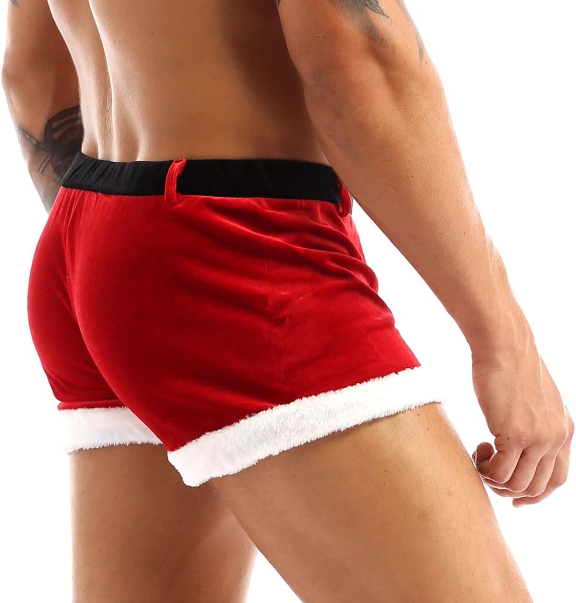 Alvivi Men's Velvet Christmas Santa Claus Panties Boxer Shorts Underwear Holiday Cosplay Costume