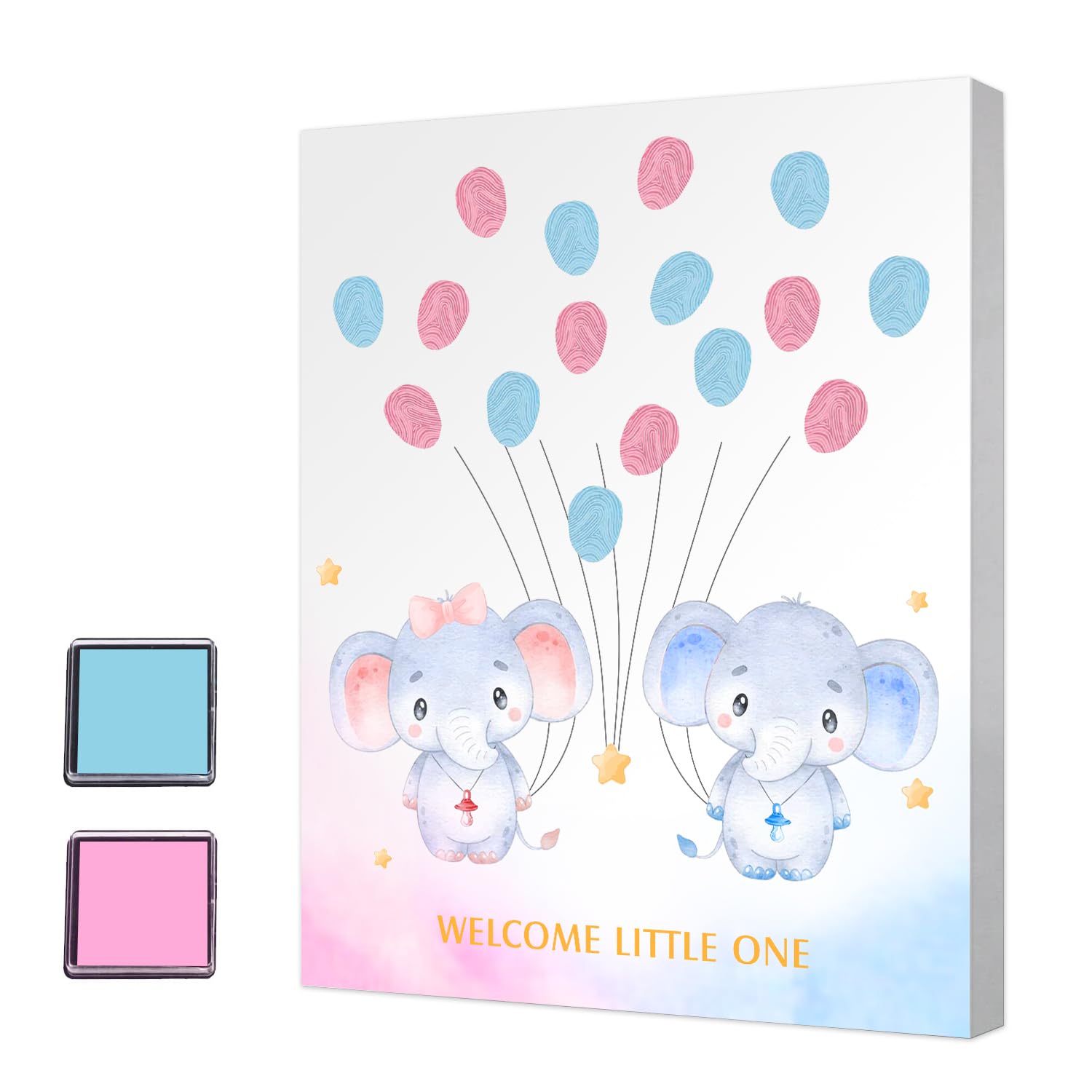 Gender Reveal Party Fingerabdruck Baum, Geschlecht offenbaren Fingerabdruck Blätter Baum, Babyparty-Gästebuch, Tier-Thema Gender Reveal Baby Shower Party, Fingerabdruck-Gästebuch Andenken
