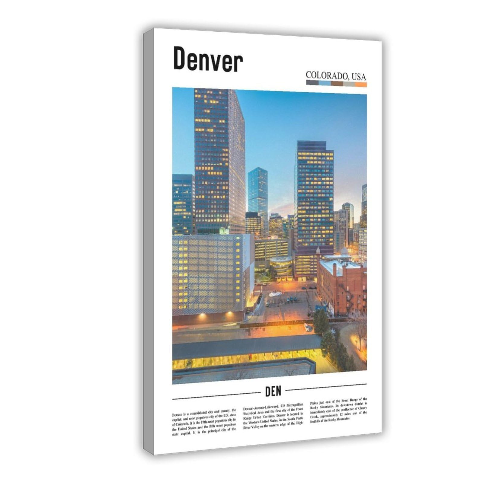 Wcyb Frame Denver Colorado The United States Of America Scenery Travel Prints Posters Canvas Deco Paintings Wall Art For Office Hangable 20" L X 30" W