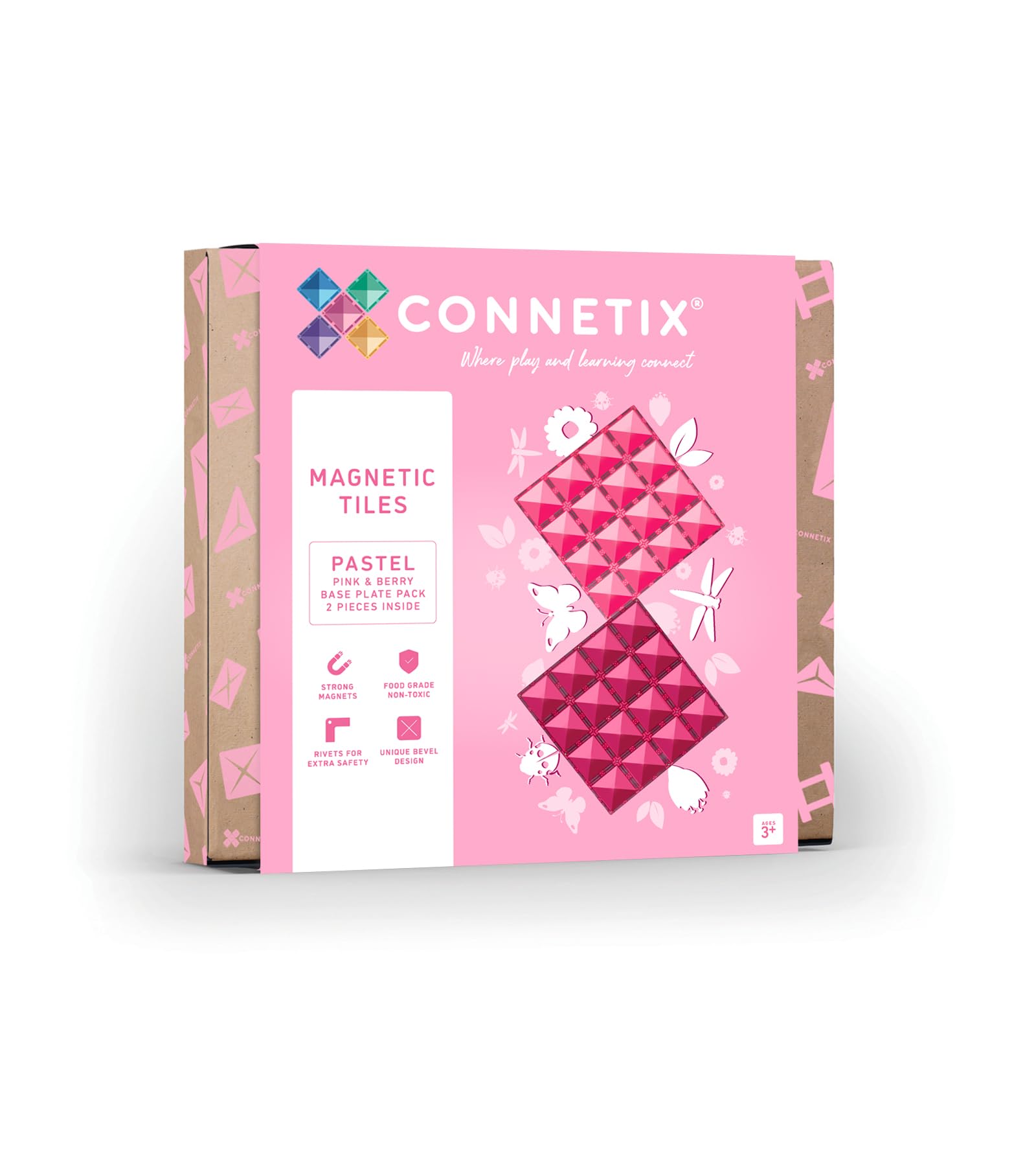 CONNETIX Pastel Base Plate Pack, Pink & Berry, 2 Pieces