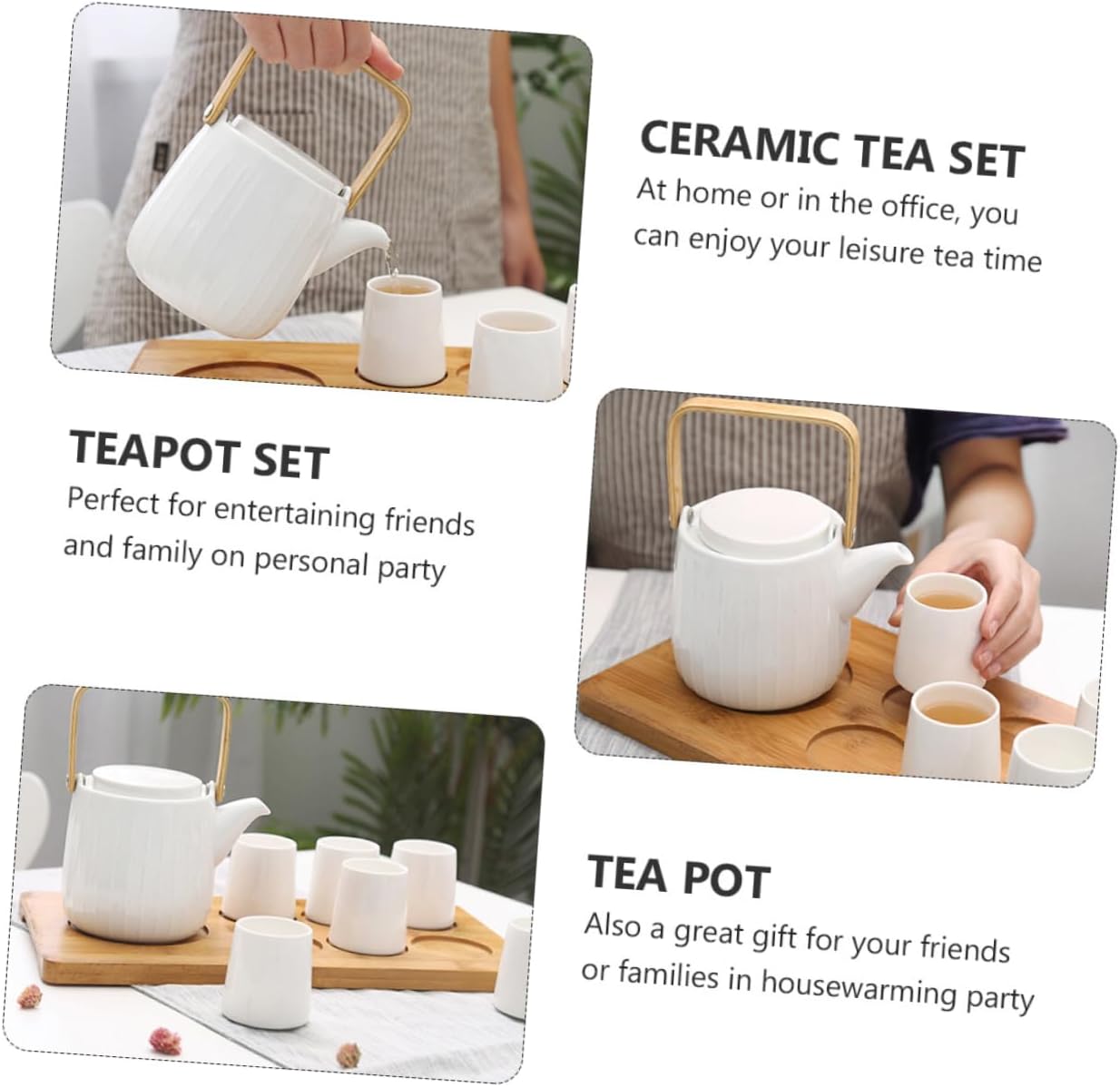 LIFKOME Fancy Tea Ceremony Porcelain Teapot and Teacups Easy to Use Elegant Design