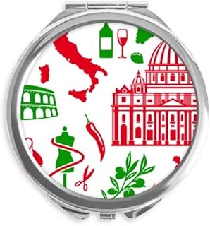 Italy Flag Roman Theater Hand Compact Mirror Round Portable Pocket Glass