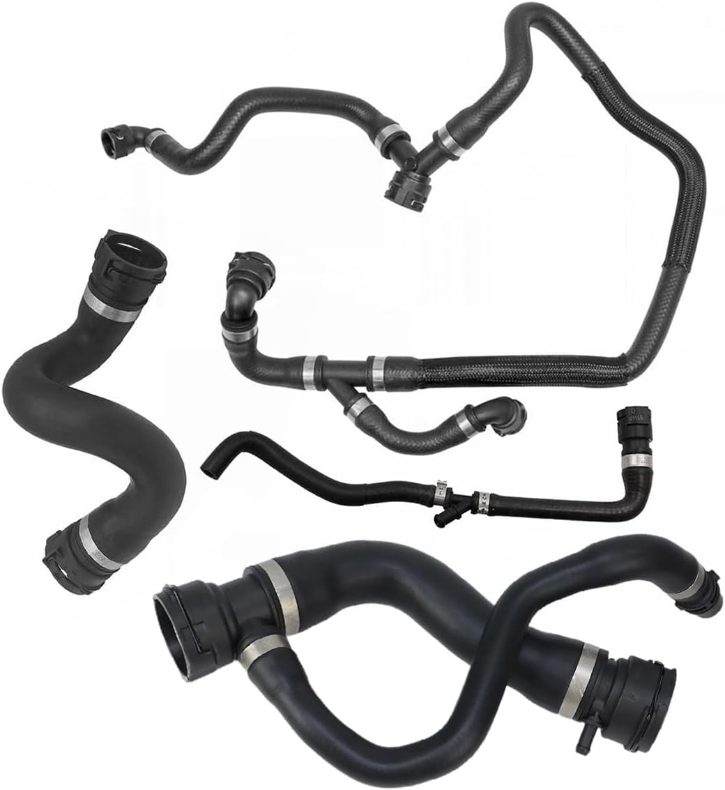 Upper Radiator Coolant Hose With Vent Hose Set of 4 Replace# 17127537107 17127536235 17127537108 17127537109 for 2007-2013 BMW E70 X5 3.0si