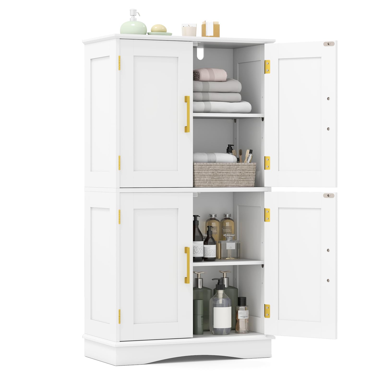 COSTWAY Armoire de Rangement de Salle de Bain Autoportante Élégante (Blanc)