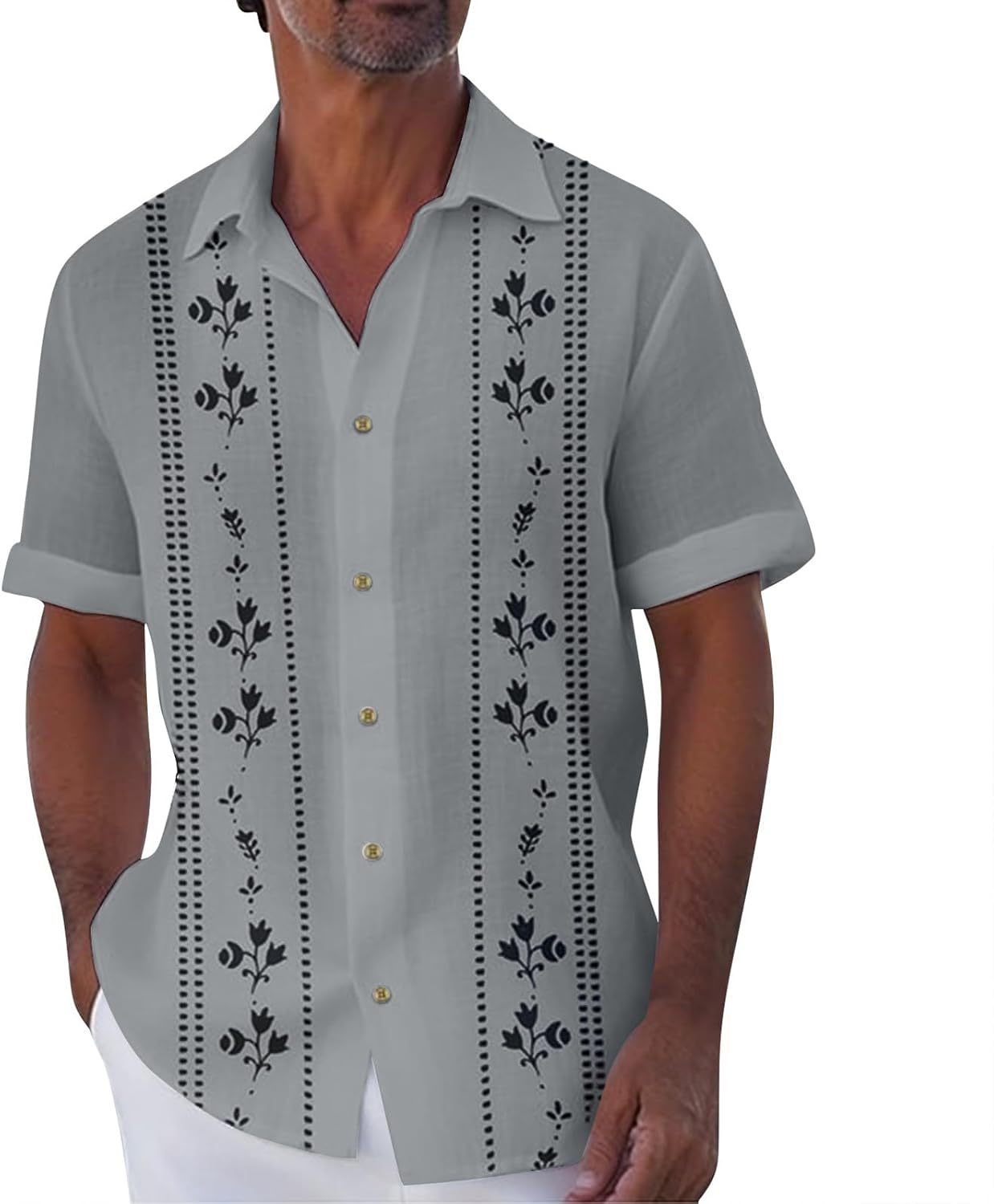 RTRDE Men's Casual Shirts Short Sleeve Cuban Guayabera Buttons Up Casual Dress Shirt Summer, M-4XL