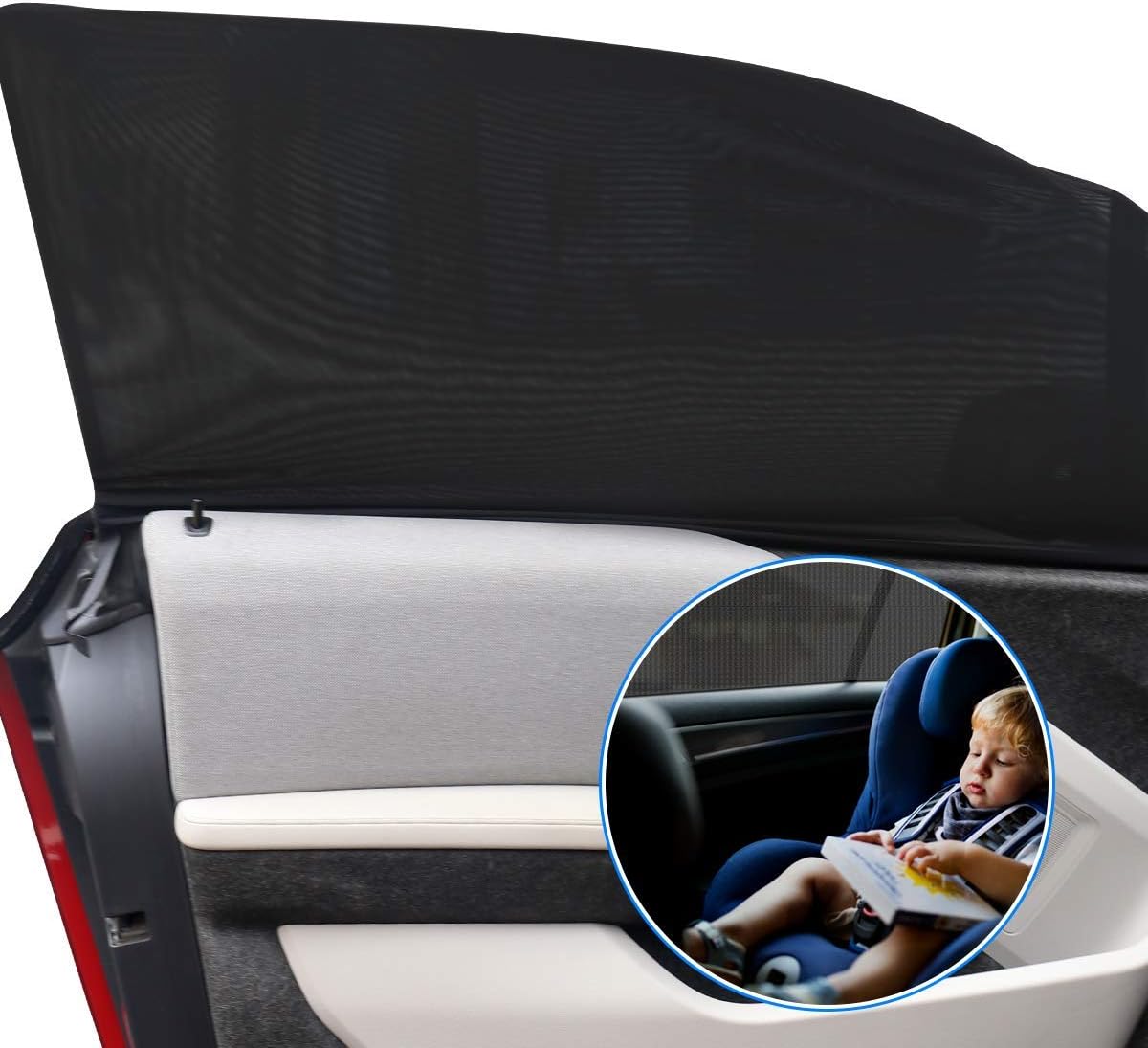 Car Window Shade, Universal Car Side Window Sun Shades, Breathable Sun Shades Mesh Shield, Privacy Protection for Auto Back Passenger/Baby/Pets(2Pack)