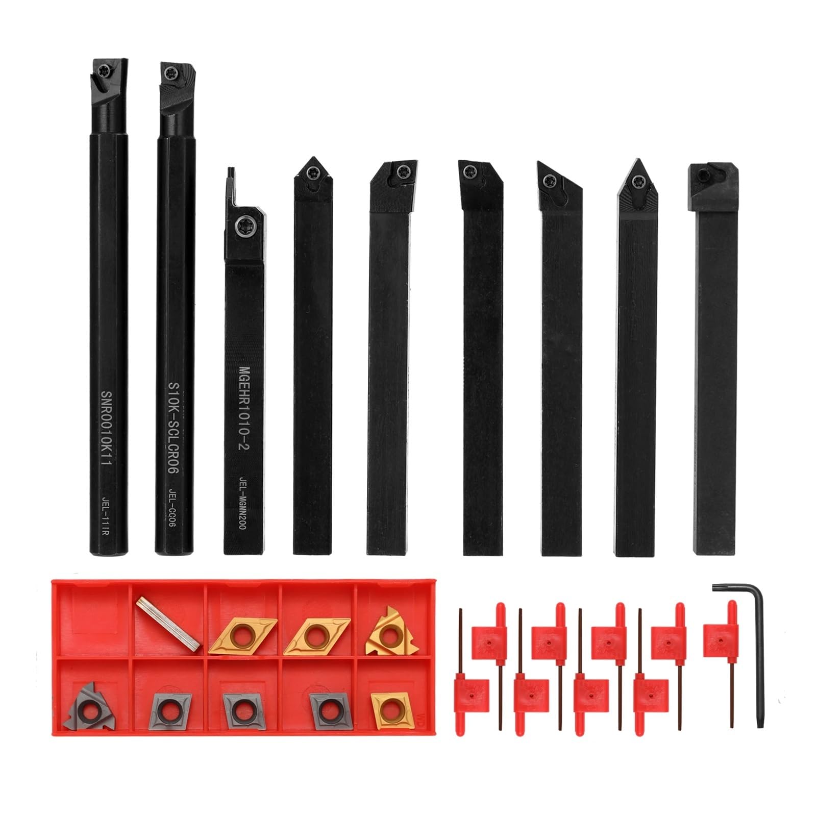 EDEDE Drehmeißel Set, 8mm 10mm 12mm 16mm Schaft Drehmaschine Drehwerkzeughalter Bohrstange Drehmaschine Werkzeug Drehmaschine Cutter CNC Metall Drehstangenhalter und Einsätze(12mm B)