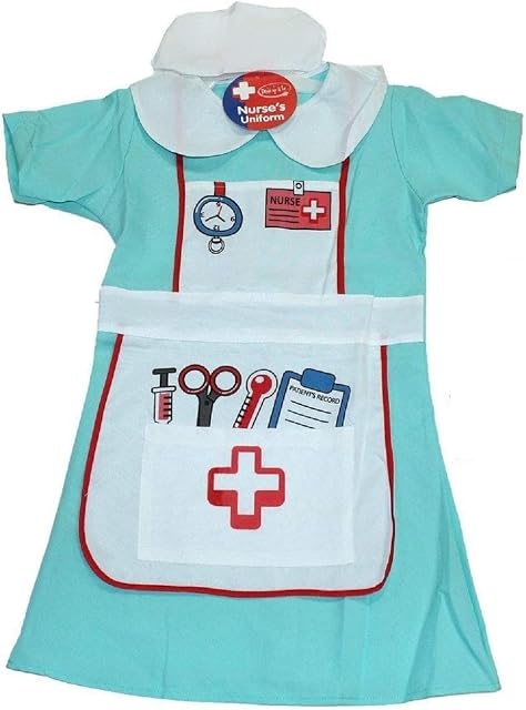 Girls Boys Dress Up Nurse Costume Doctors Outfit Role Play Kids Party Fancy Dress Ages 3-7 Years (3-5 Years)