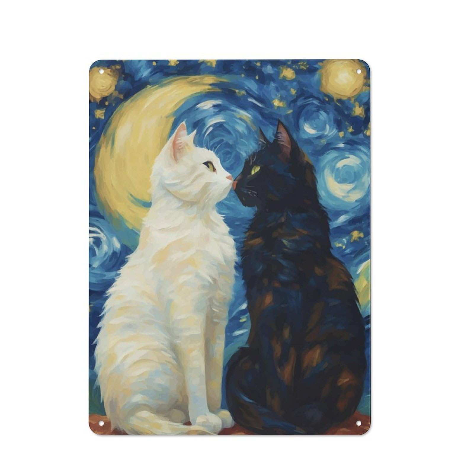 Junmoney Cats In Love Retro Metal Wall Sign 40X30cm With For Hallway Wall, Suited To Hallway Decor Lovers
