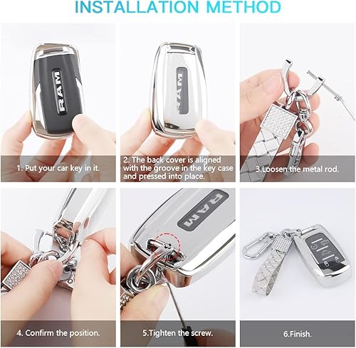 Miniatura 7 de 1797 Funda para llavero Dodge RAM 1500 2500 3500 4500 5500 Accesorios de coche Bling Llavero TPU plateado