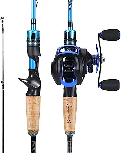 Sougayilang Fishing Rod and Reel Combo, Medium Heavy Fishing Pole with Baitcasting Reel Combo, 2-Piece Baitcaster Combo