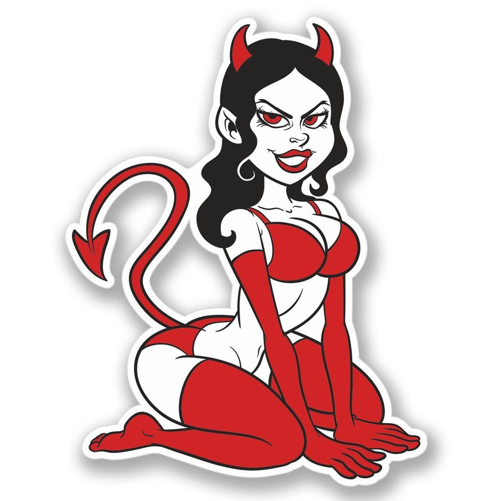 2 x 10cm/100mm Sexy Devil Girl Vinyl Sticker Decal Laptop Travel Luggage Car Bike Sign Fun #4155