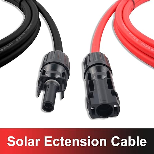Miniatura 6 de Cable de extensión solar de un par (20 pies 10 AWG) Cable de panel solar con conectores hembra y macho (20 pies rojo + 20 pies negro)