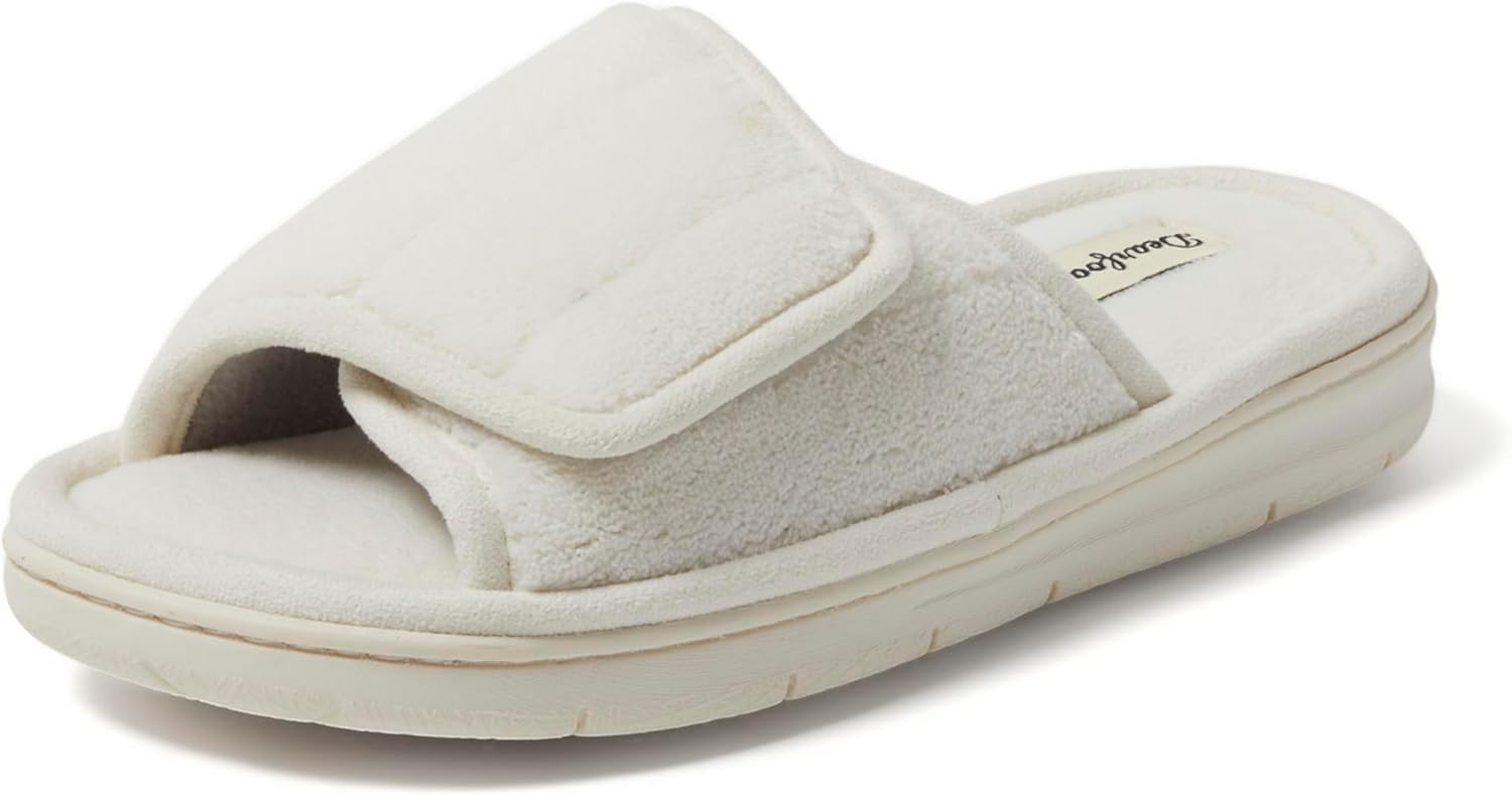 Dearfoams Women's Adjustable Indoor/Outdoor Machine Washable Memory Foam Slide Slipper