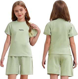 iiniim Toddler Baby Girls T-Shirt and Shorts Set Casual Clothing Sets Solid Color Sportswear Athletic Tracksuit