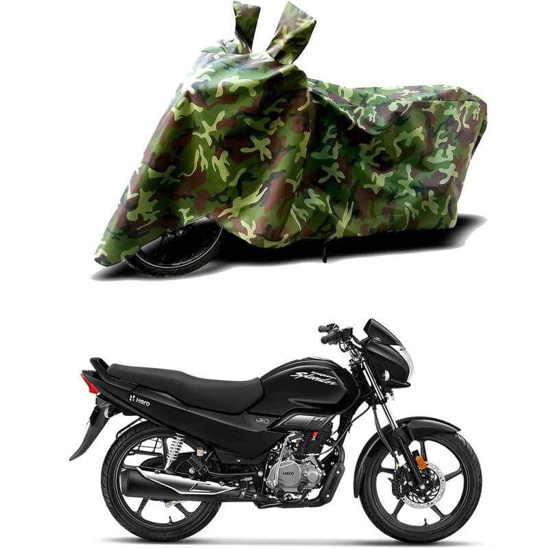 Image of 100% Water Resistant Bike Scooty Two Wheeler Body Cover Compatible for Hero Super Splendor BS6 /UV-Rays /Heat Protection /Birds Dropping /Scratchproof /Dust Proof /Waterproof /All [Green MJ]