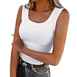 Workout Tank Tops Woman Slimming Fitted Crewneck Sleeveless Shirts Comfy Workout Athletic Ribbed Knit Summer Clothes