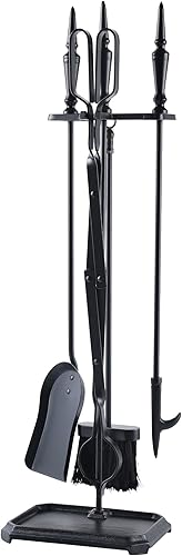 Lichamp FTS35BK - Juego de herramientas para chimenea gótica, 5 piezas, para interiores y exteriores, resistentes juegos de póquer con mango gótico,
