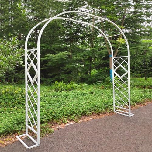 Arco De Jardín De Trepadoras, Arco de metal para rosas Pabellón De Jardín Duradero, para escalada plantas rosas Vines, al aire libre jardín césped patio Patio, boda ( Color : White , Tamaño : W240xH27