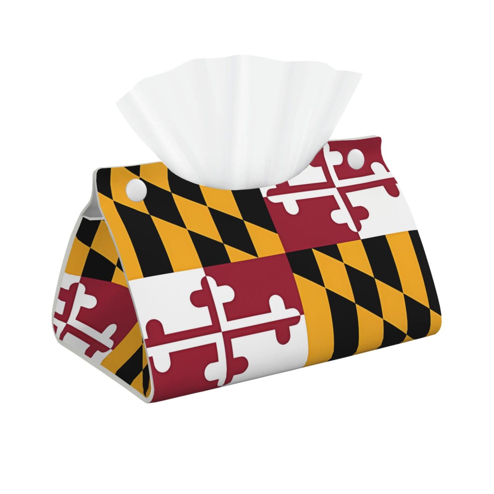 Flag of Maryland Rectangular Leather Tissue Box Cover, Folding Facial Tissue Holder Dispenser for Car