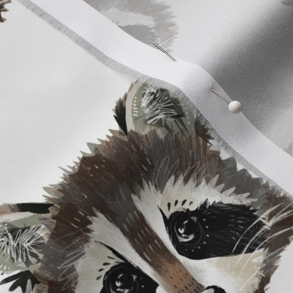 Spoonflower Fabric - Raccoons Scale Raccoon Woodland Forest Animal Neutral Black White Printed on Organic Cotton Sateen Fabric by The Yard - Sewing Quilting Apparel Home Decor