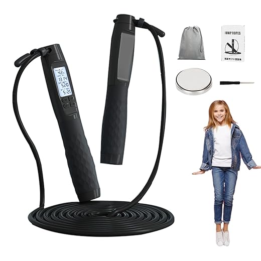 Smart Jump Rope with Alarm Reminder, Jumping Rope with Calorie Tracker, Adjustable Calorie Counter for Fat Burning, Perfect for Fitness, Exercise, Workout, Boxing, MMA, and Gym Training