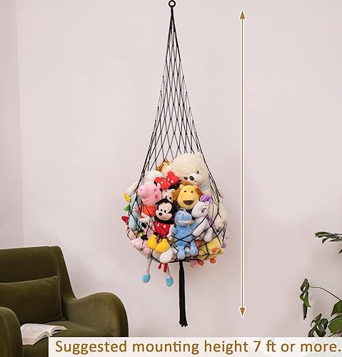 Miniatura 2 de Nueva red de animales de peluche o hamaca de macramé, exhibición de juguetes de peluche, solo un gancho. Conveniente para esquinas, paredes y red