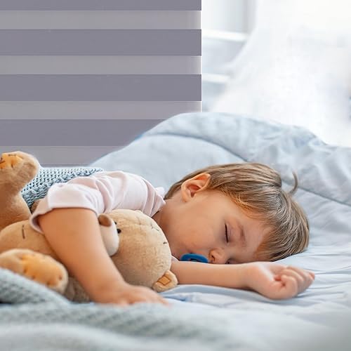 Miniatura 5 de Zebra - Persianas y persianas sin cordones con diseño de cebra, enrollables, opacas, oscurecimiento de la habitación, control de luz de doble capa