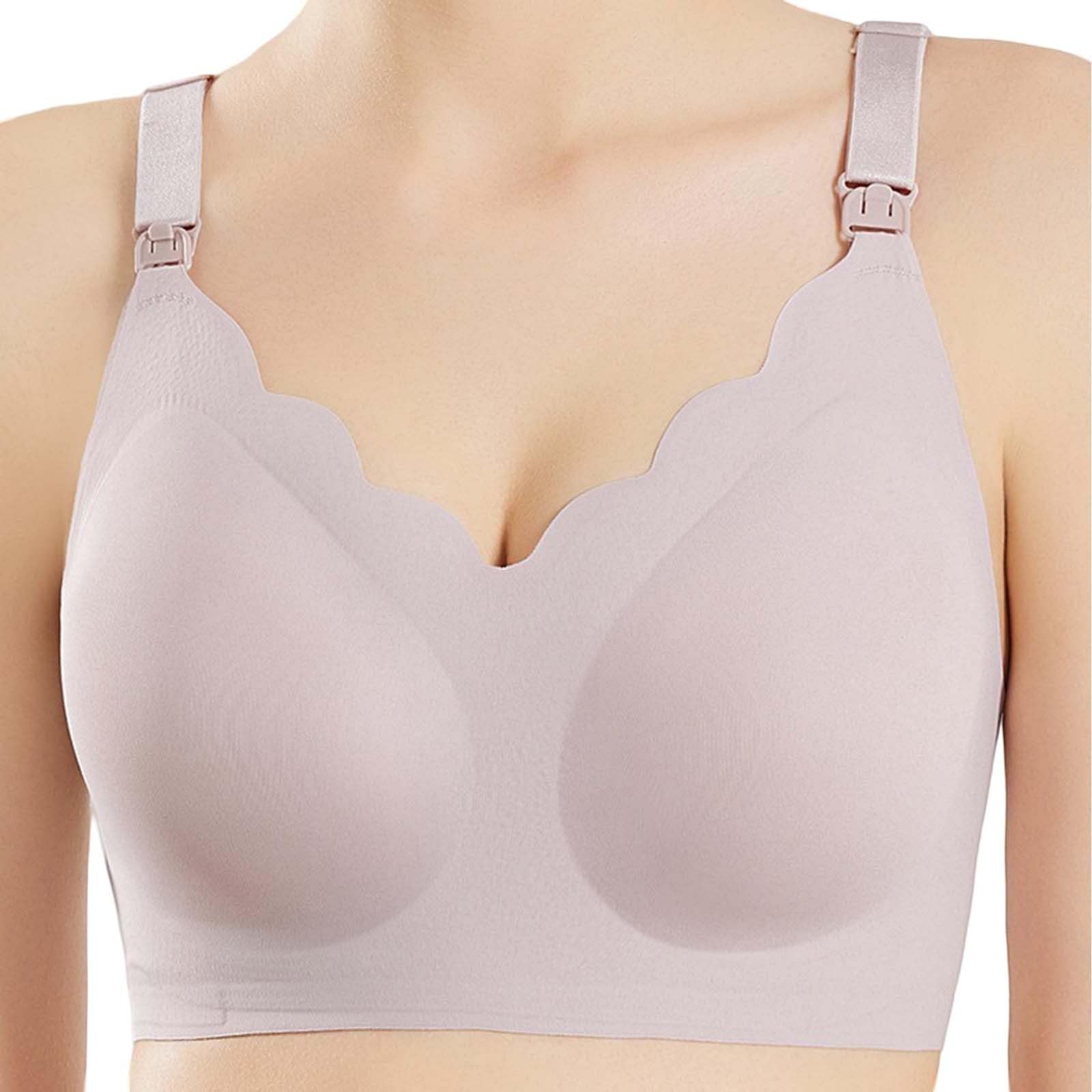 Still-BH, Gewellter for Damen, Nahtlos, Zur Unterstützung Der Schwangerschaft, Kabelloses Schwangerschafts-Schlaf-Bralette, Hellrosa, M