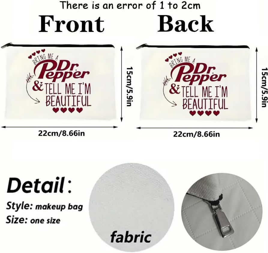Dr Pepper Humor Themed Canvas Toiletry Bag,Minimalist Design,Lightweight Cosmetic Pouch with Durable Zipper Closure,Versatile Makeup Case for Travel, Holiday Gift Multipurpose Organizer - Image 3