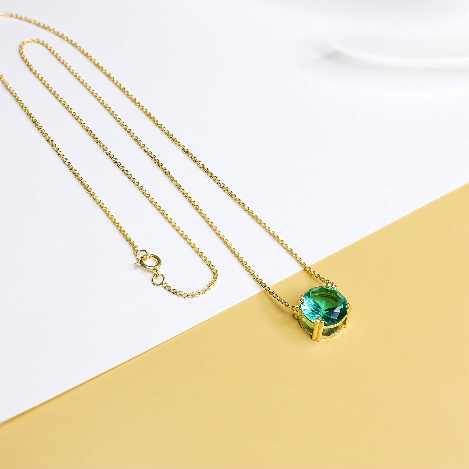 SEA OF ICE 925 Sterling Silver 10mm/0.39" Round Cut Solitaire Gemstone Pendant Necklace for Women, 18 inch - Image 5