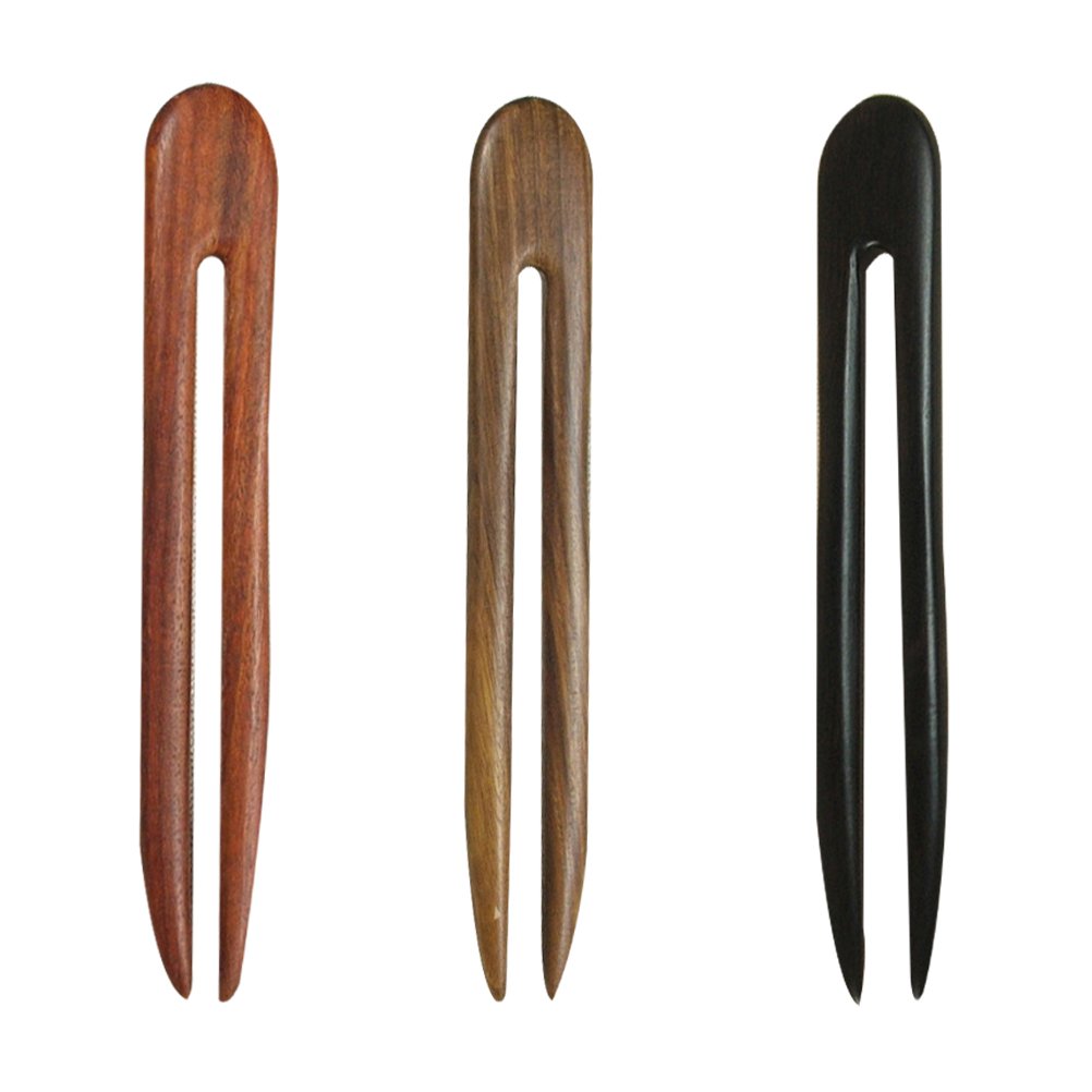 Lurrose 3pcs Ebony Hair Pins Wooden U Shape French Sticks Updo Chignon Hairpins for Women Girls Hairstyle Accessories