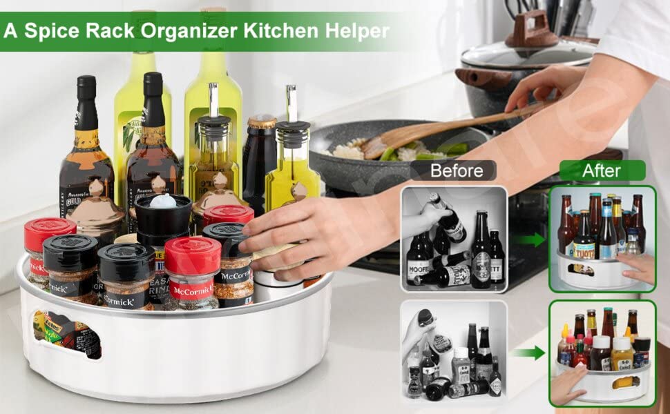 Krupasadhya 360° Rotating Kitchen Accessories Organizer Tray|Rack Multi-Purpose Kitchen Kitchen Cabinet Spice Rack Cosmetic Organizer Rotating Tray Lazy Susan for 2