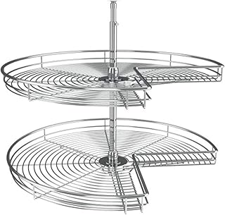 Rev-A-Shelf 5472-32 32 Inch Steel Wire Rotating Adjustable Height 2 Kidney Shelf Corner Base Kitchen Cabinet Lazy Susan Pa...