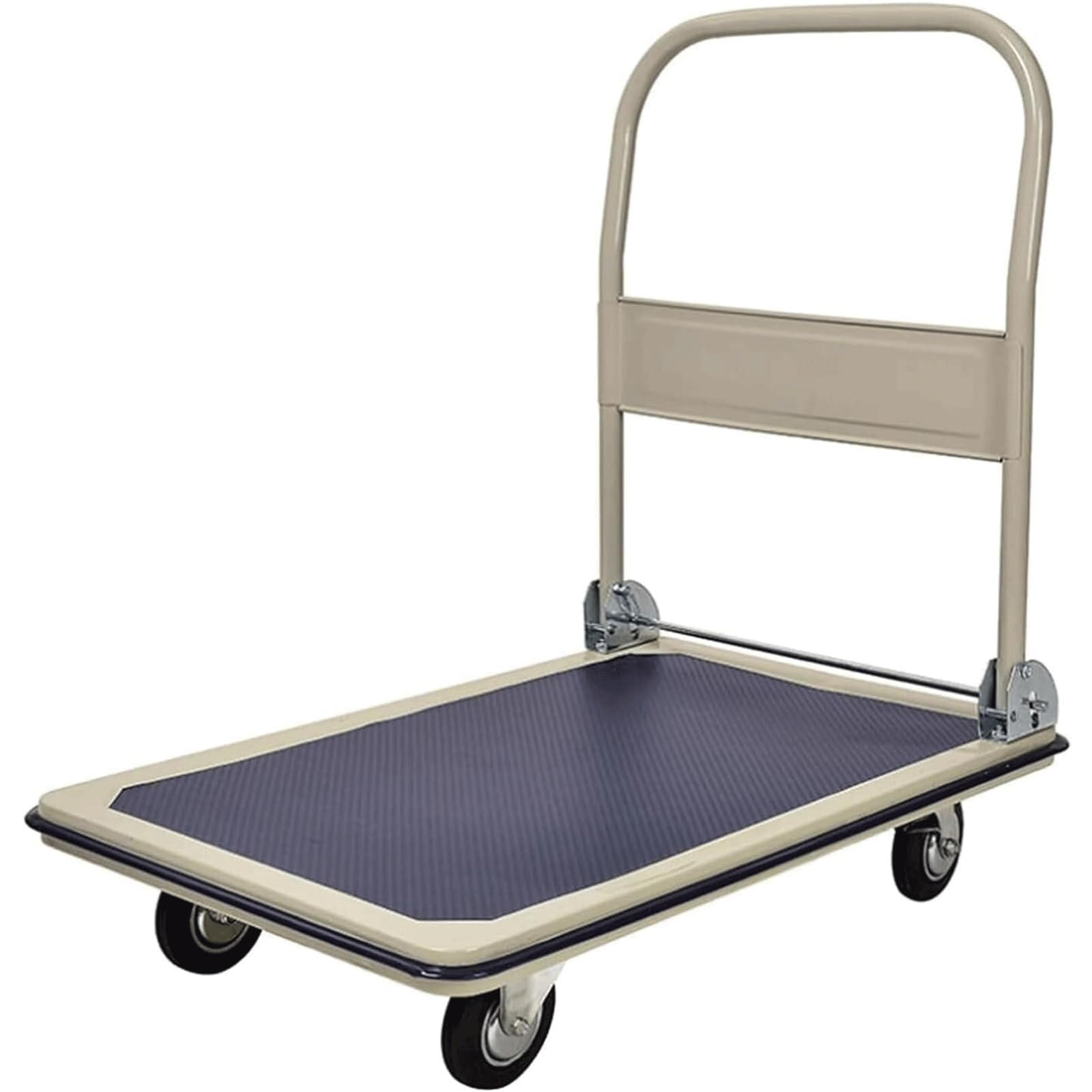 OLSKFUH Heavy Duty Steel Foldable Platform Truck For Loading And Storage Push Cart Silent Mobile Trolley With Metal Flatbed Cart,
