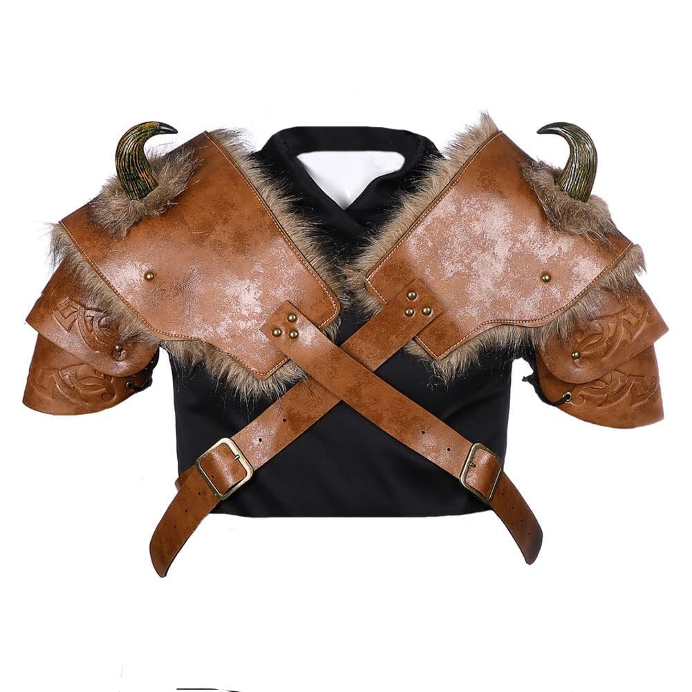 Vestiti Cosplay Uomo Costume Medievale Spalla Armature Retro Steampunk Pelle Corpo Petto Armatura Spalla Armatura Guardia Petto, Cosplay partito