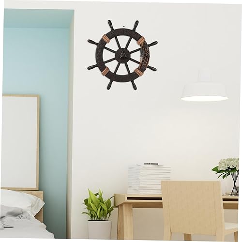 Miniatura 7 de DECHOUS Decoración de casa de playa costera, decoración de red de pescado, arte de pared, timón retro, adorno mediterráneo para colgar en la pared