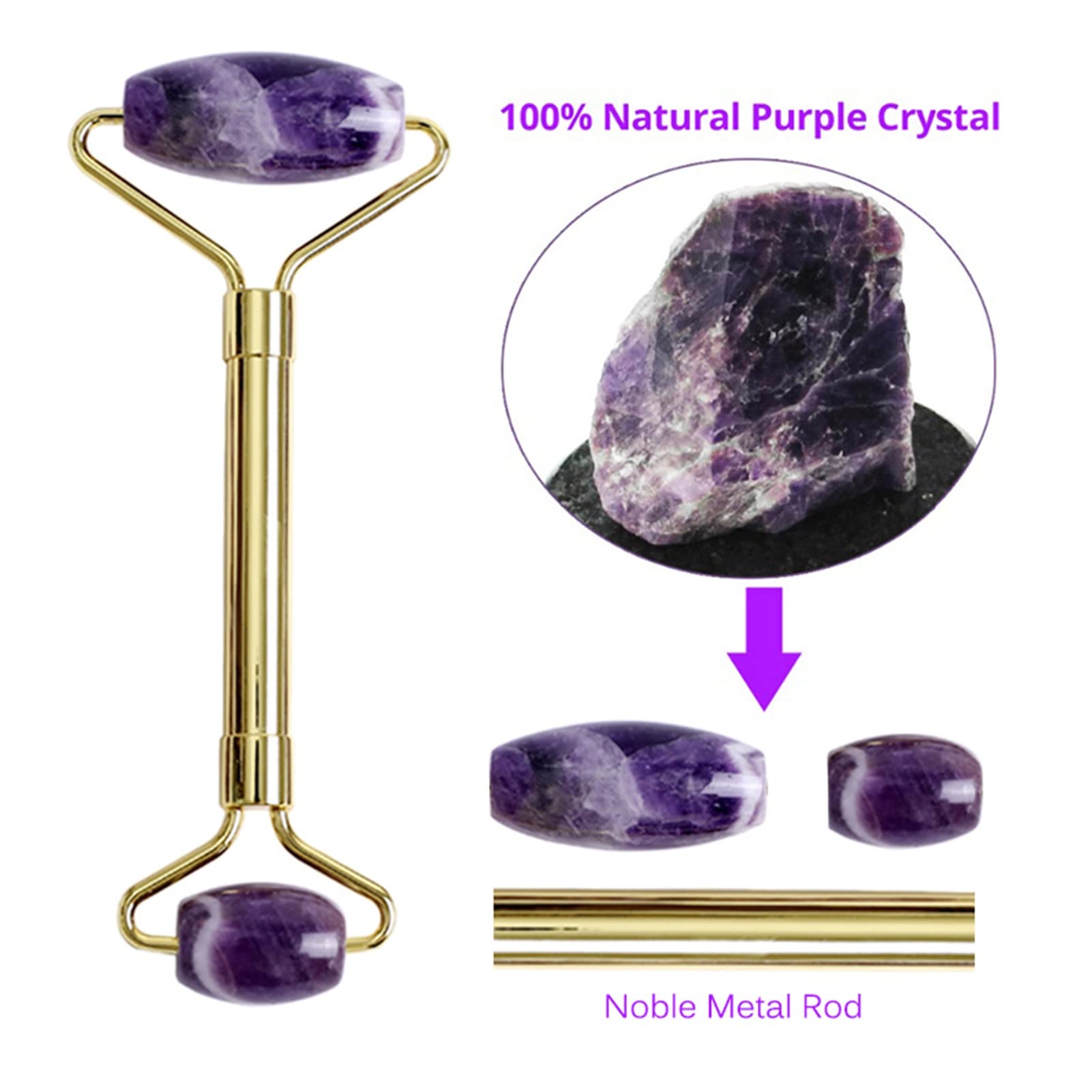 Jade Roller Und Gua Sha Set Gouache Amethyst Naturstein Gesichtsmassagegerät Jade Roller Gua Sha Spa Set Akupunktur Kristall Schaben Gouache Gesichtsschaber