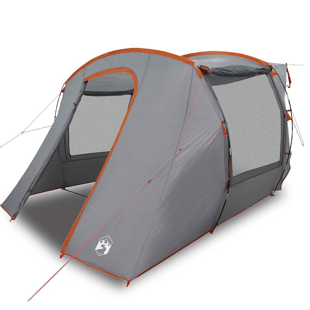 Tenda per auto impermeabile grigio e arancione, tenda pieghevole in poliestere con rivestimento in PU, impermeabile e antivento, con aste robuste, picchetti in metallo e tiranti