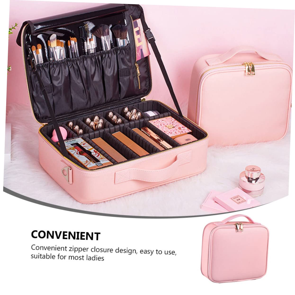 LIFKOME Organiseur De Trousse De Maquillage Taille Moyenne Trousse De Toilette pour Rangement De Cosmétiques Sac De Voyage Portable Imperméable